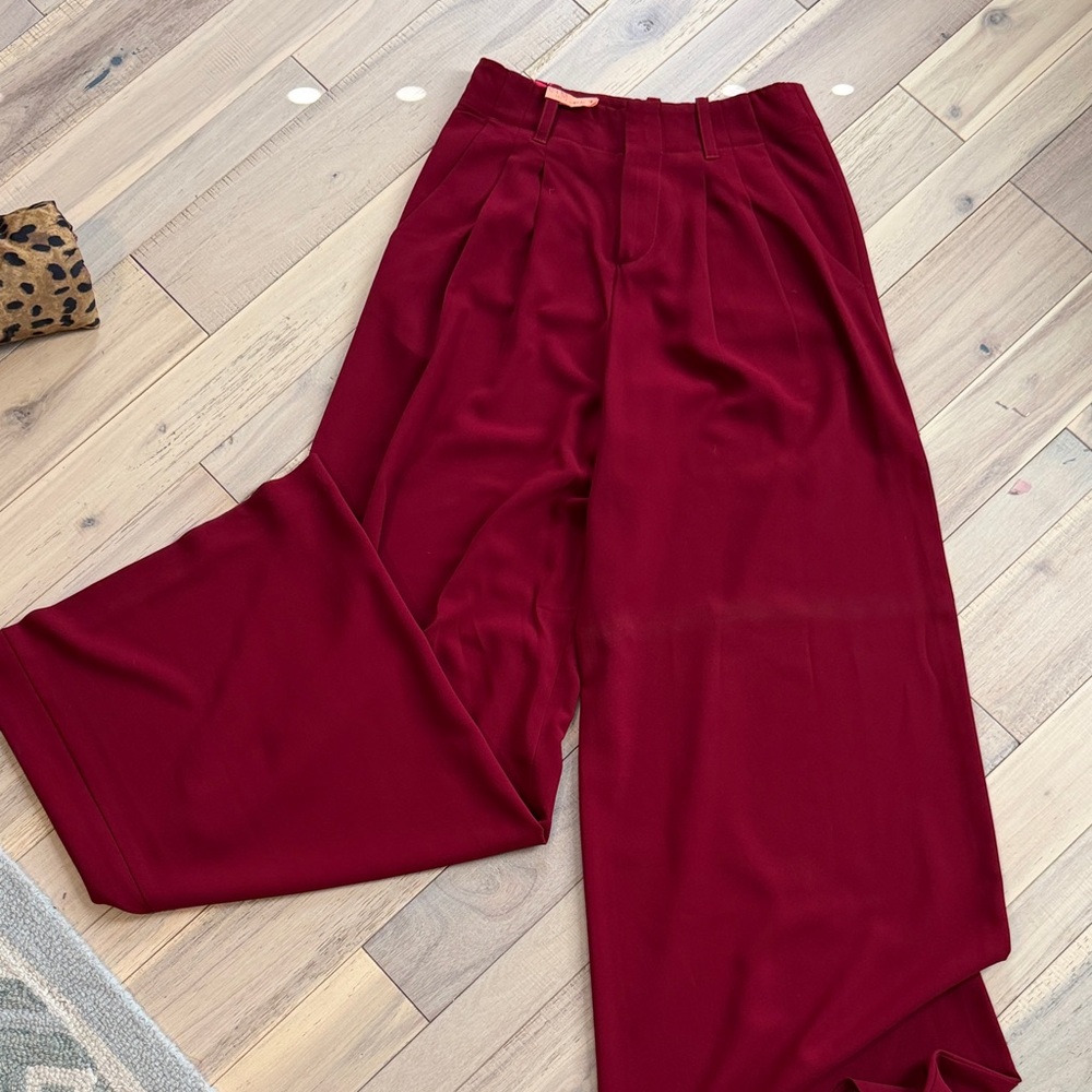 Alice + Olivia Red Wide-Leg Trousers